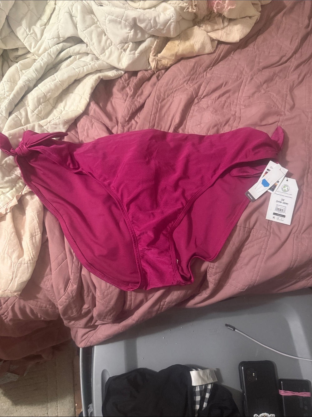 Time and Tru Magenta High-Waist Bikini Bottom